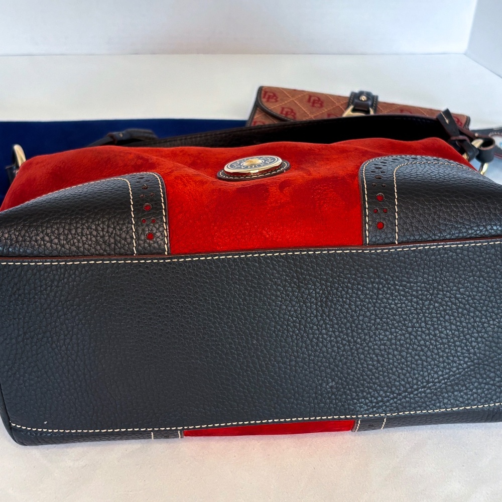 Dooney & Bourke Red Suede & Brown Pebbled Leather Bag with Wallet & Dust Bag - Picture 5 of 16